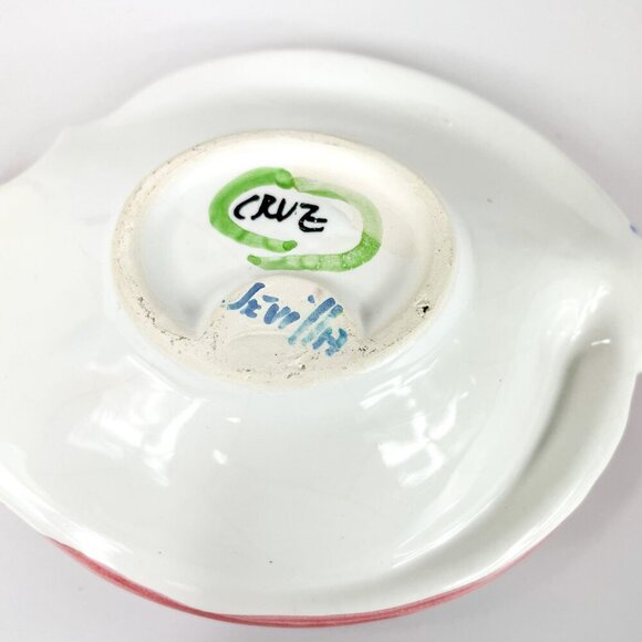 Cruz Spain Toledo Hand-Painted Ceramic Pink Floral Shell-Shaped Dish - Picture 8 of 8
